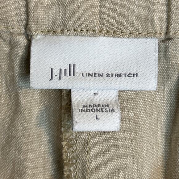 J Jill Womens Pull On Linen Stretch Pants Size Large Beige Button Cuff Neutral - Picture 7 of 8